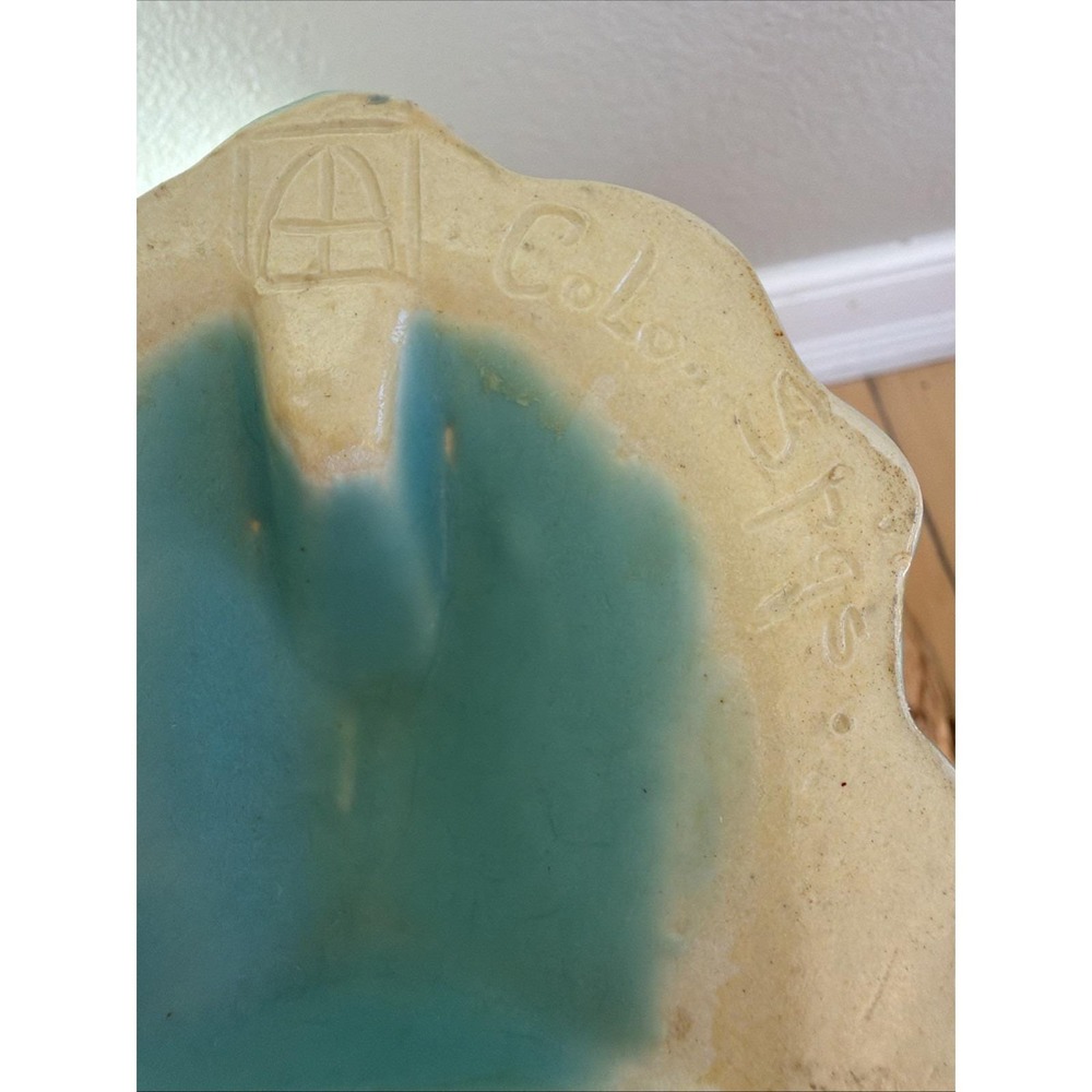 Antique Van Briggle Cornucopia Vase‎ Matte Turquoise Colorado Springs 8 Inch - Picture 9 of 9